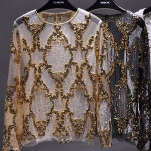 Long Sleeved Sequinned Top